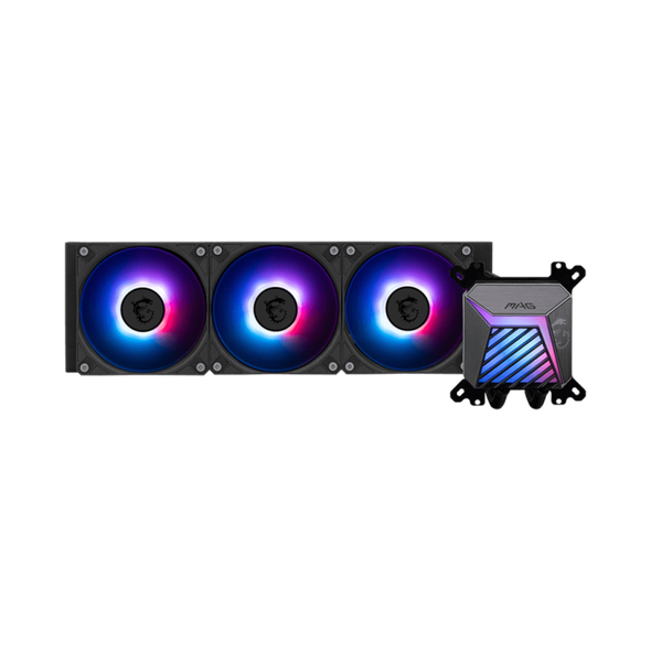 Cooler procesor msi mag coreliquid a15 360 aio negru, marime radiator 360mm, 3 ventilatoare argb gen2, viteza ventilatoare: 500-2050 rpm +/- 10%, viteza pompa: 3400 +/- 10%, suport amd: am4/am5, suport intel: lga 1700/1851, airflow: 64.89 cfm, nivel de zg,  Ventilatoare carcasa | electropc.ro