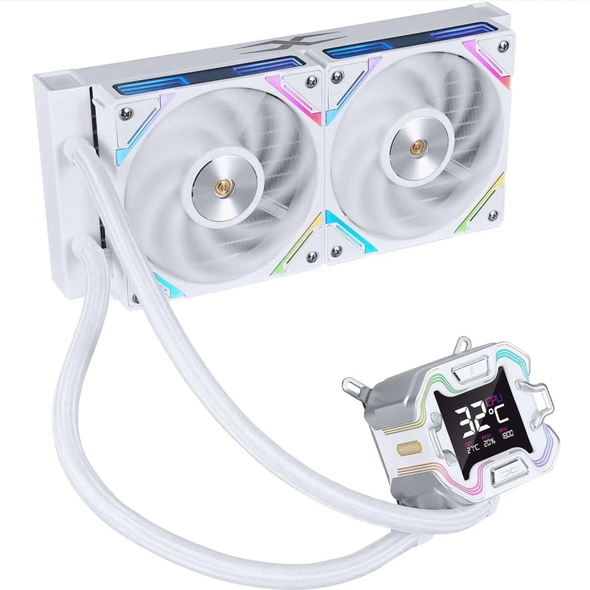 Cooler procesor 1stplayer x-starship 240e-wh, display de 2,4 inches, argb, compatibil amd/intel, alb,  Ventilatoare carcasa | electropc.ro