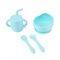 Set 4 piese diversificare din silicon: cana cu pai, bol , lingurita si furculita, blue, u-grow,  Articole hranire bebelusi | electropc.ro