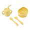 Set 4 piese diversificare din silicon: cana cu pai, bol , lingurita si furculita, galben, u-grow,  Articole hranire bebelusi | electropc.ro