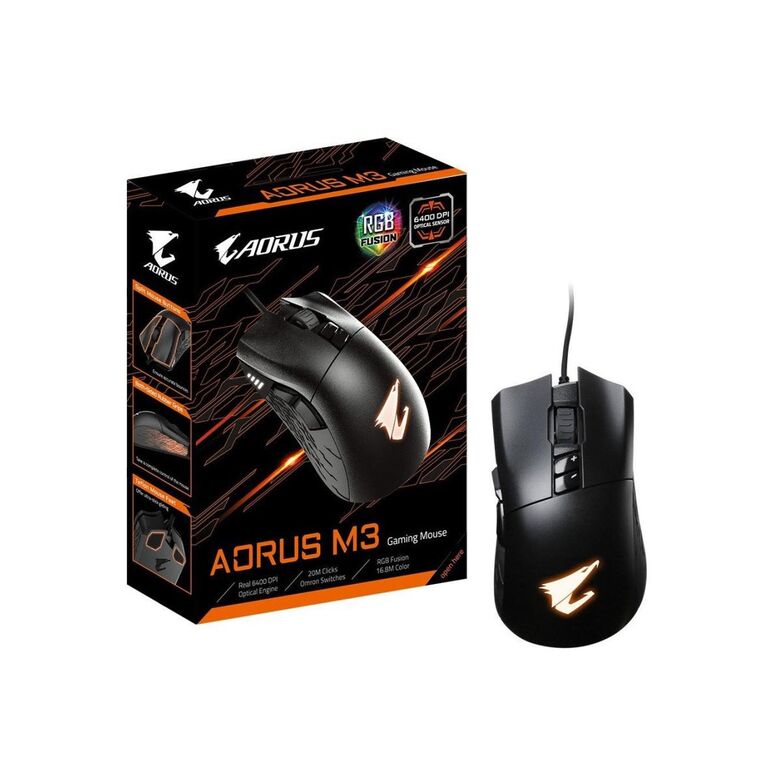 Mouse gaming gigabyte aorus m3 50~6400dpi with 50dpi increments (default: 800/1600/2400/3200 dpi) negru https://www.gigabyte.com/mouse/gaming-mouse/sp#sp,  Mouse | electropc.ro