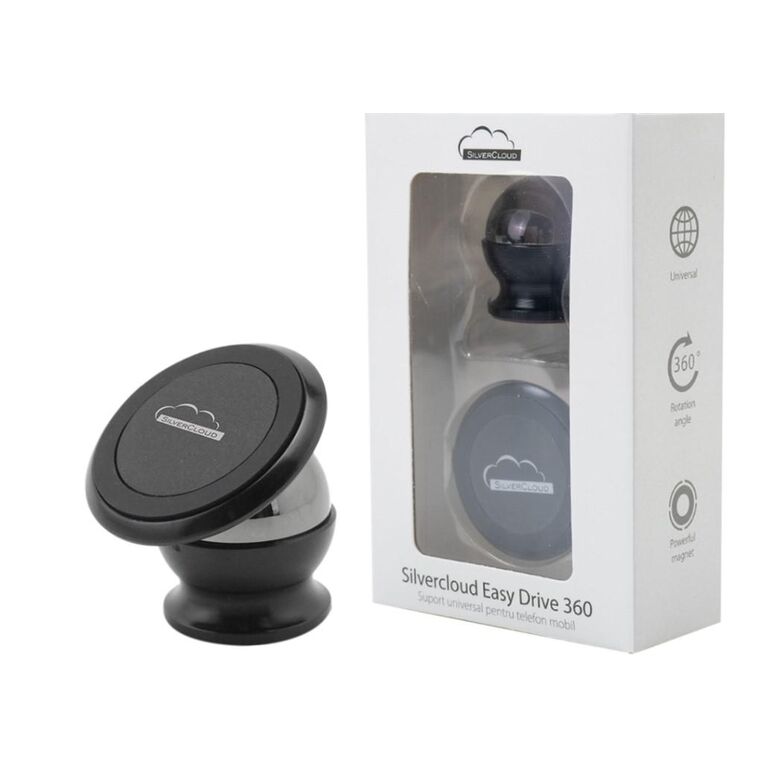 Suport magnetic pentru telefon mobil silvercloud easy drive 360 aplicare pe bord, unghi rotire: 360°, sistem de prindere: adeziv, tip magnet : n40,,  Telefoane mobile & accesorii | electropc.ro