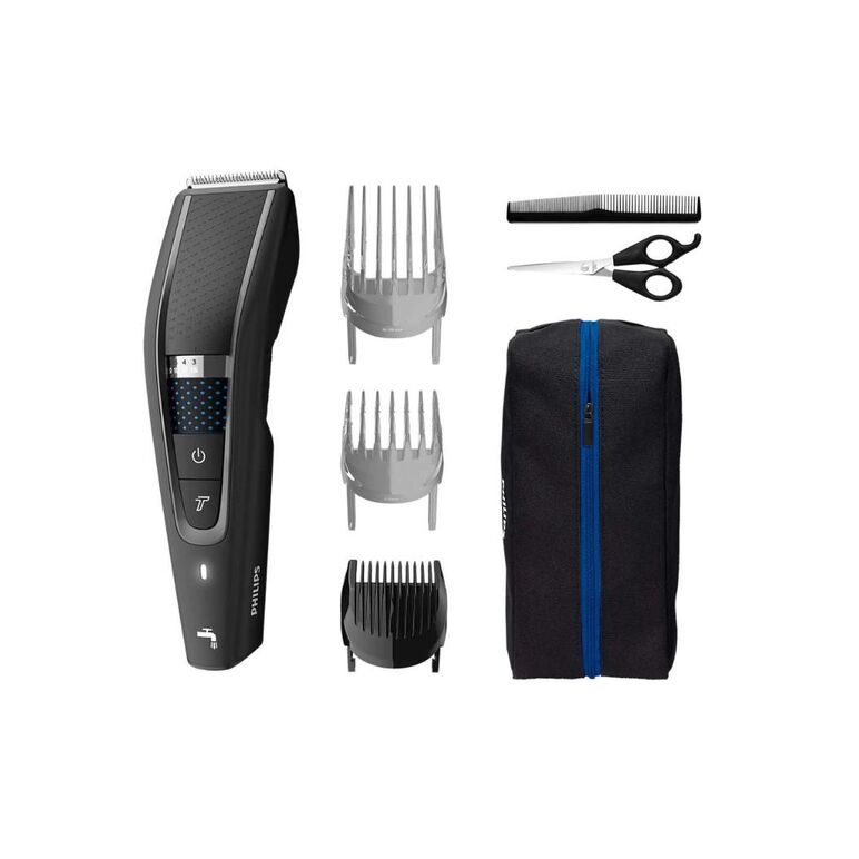 Aparat de tuns philips seria 5000 hc5632/15, tehnologie trim-n-flow pro, cap de tuns metalic, lame otel inoxidabil, 90 min utilizare fara fir, 28 setari lungime, mod turbo, husa de transport, negru,  Aparate de tuns | electropc.ro