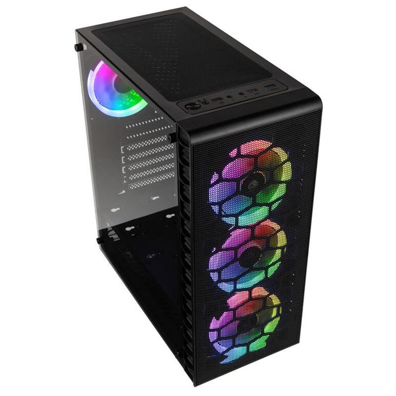 Carcasa kolink observatory lite mesh argb mt negru, pre-installed: 3x 120 mm (front) argb led, 1x 120 mm (rear) argb led,  Carcase | electropc.ro