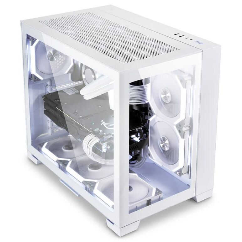 Carcasa lian li o11 dyn mini snow edition mid-tower tempered glass alb, pci-slots 5, 7,  Carcase | electropc.ro