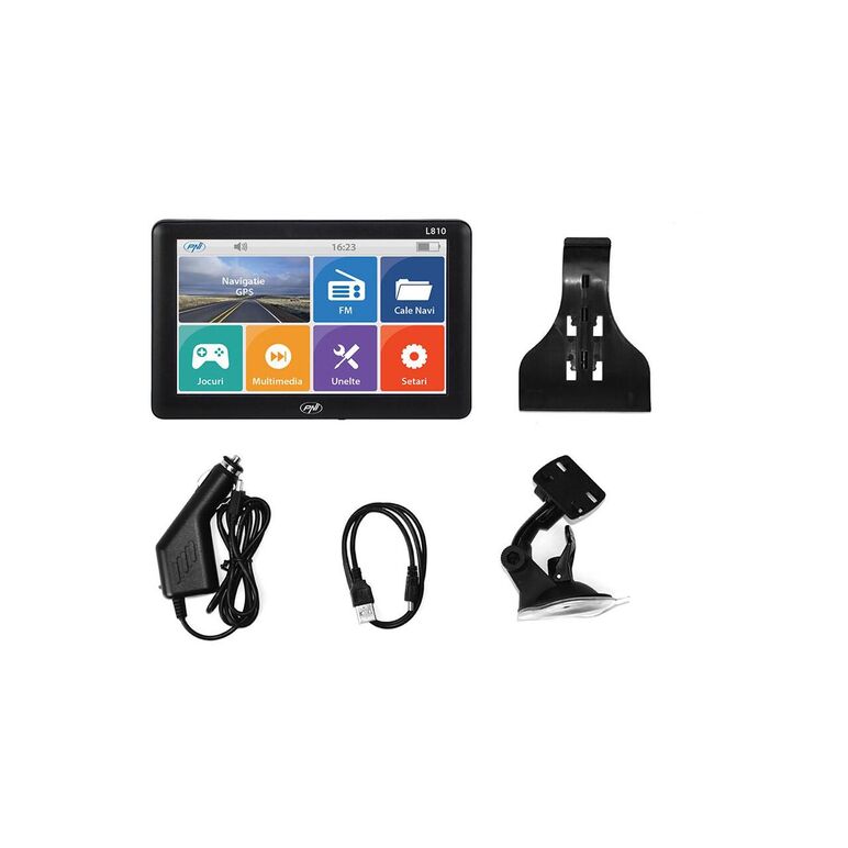 Pni l810-hm sistem navigatie 7", windows ce 6.0, rezolutie: 800 x 480, aspect: 16:9, procesor: 800 mhz. meemrie ram 256 mb, memorie interna: 8gb, slot microsd, max 32gb, culoare negru, fm transmitter, cu harta europei  mireo  don't panic inclusa.,  Navigatii GPS | electropc.ro