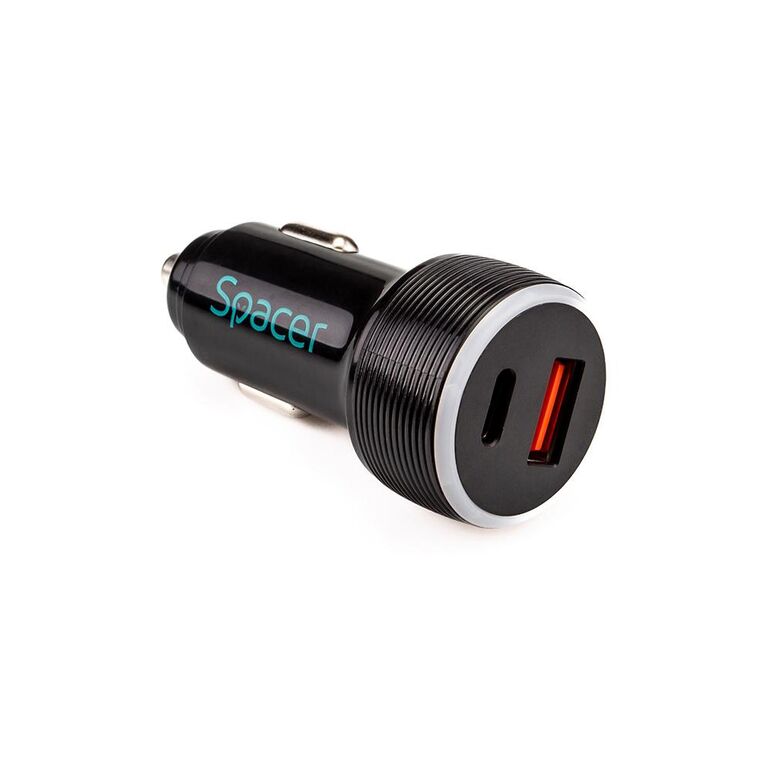 Alim. auto spacer usb-a&c 17w negru,  Incarcatoare telefoane | electropc.ro