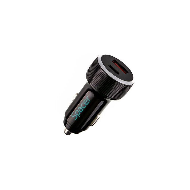 Alim. auto spacer usb-a&c 17w negru,  Incarcatoare telefoane | electropc.ro