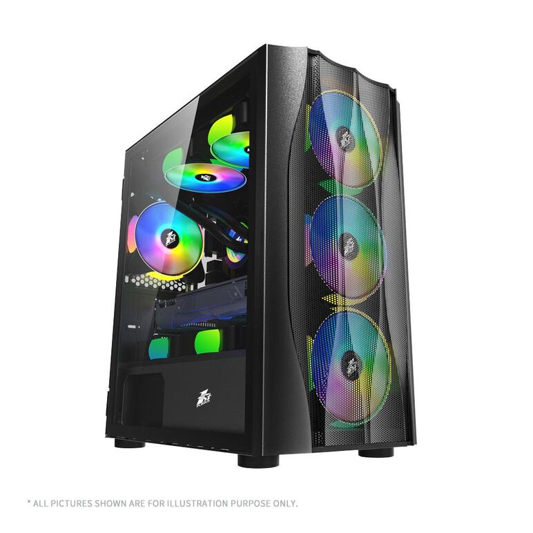 Carcasa 1stplayer gaming x3-m-4f1-bk, fara sursa, black,  Carcase | electropc.ro
