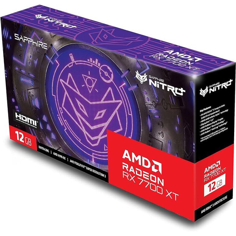 Gpu amd radeon™ rx 7700 xt graphics card 5nm gpu amd rdna™ 3 architecture stream processors 3456 compute units 54 cu (with rt+ai accelerators) infinity cache 48mb ray accelerators 54 memory size/bus 12gb/192 bit gddr6 displays maximum 4 displays resolutio,  Placi video | electropc.ro