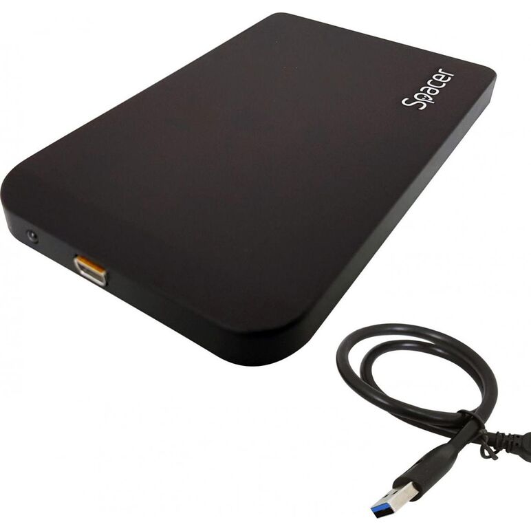 Rack extern spacer, pt hdd/ssd, 2.5 inch, sata, interfata pc usb 3.0, husa piele sintetitca, aluminiu, negru,  Hard Disk-uri externe | electropc.ro