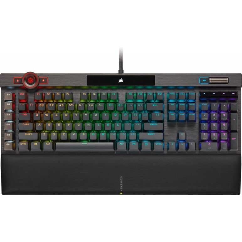 Tastatura gaming mecanica corsair k100, iluminare rgb icue, switch optic corsair opx rapidfire, butoane doubleshot pbt, negru,  Tastaturi | electropc.ro