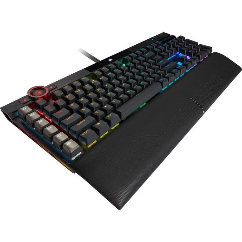 Tastatura gaming mecanica corsair k100, iluminare rgb icue, switch optic corsair opx rapidfire, butoane doubleshot pbt, negru,  Tastaturi | electropc.ro