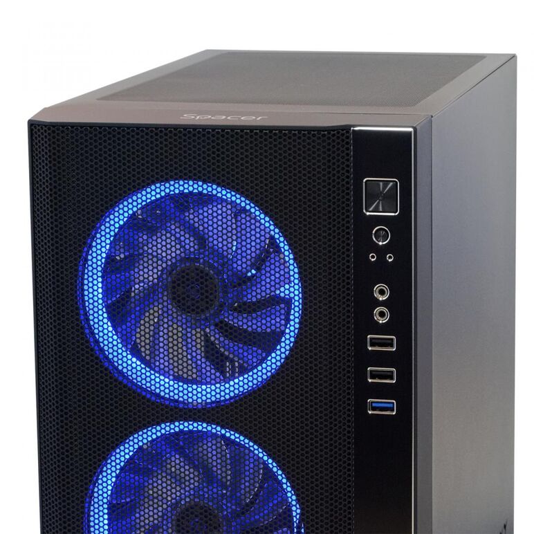 Carcasa spacer rainbow, atx, midtower, gaming, fara sursa, sticla securizata, 4 x fan, usb 2.0 x 2, usb 3.0 x 1, mesh, fan controller (inclusiv rgb), telecomanda, „spcs-gc-rainbow”,  Carcase | electropc.ro