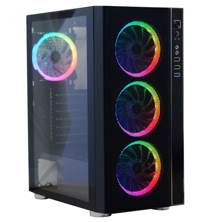 Carcasa spacer rainbow, atx, midtower, gaming, fara sursa, sticla securizata, 4 x fan, usb 2.0 x 2, usb 3.0 x 1, mesh, fan controller (inclusiv rgb), telecomanda, „spcs-gc-rainbow”,  Carcase | electropc.ro