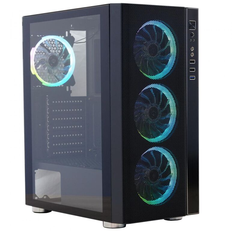 Carcasa spacer rainbow, atx, midtower, gaming, fara sursa, sticla securizata, 4 x fan, usb 2.0 x 2, usb 3.0 x 1, mesh, fan controller (inclusiv rgb), telecomanda, „spcs-gc-rainbow”,  Carcase | electropc.ro