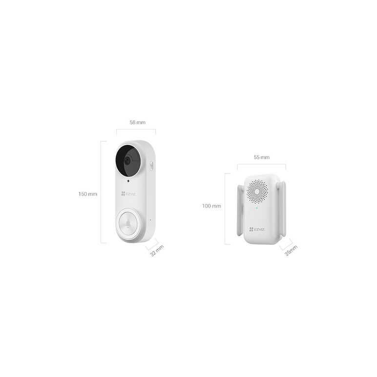 Sonerie video wireless ezviz 2k, sonerie alimentata cu baterii si detectare umana ai, comunicare bidirectionala si vedere nocturna, rezistent la intemperii ip67,  Smart home | electropc.ro