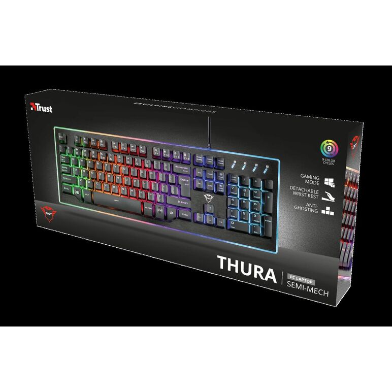 Tastatura trust gxt 860 thura, semi-mechanical gaming, neagra,  Tastaturi | electropc.ro