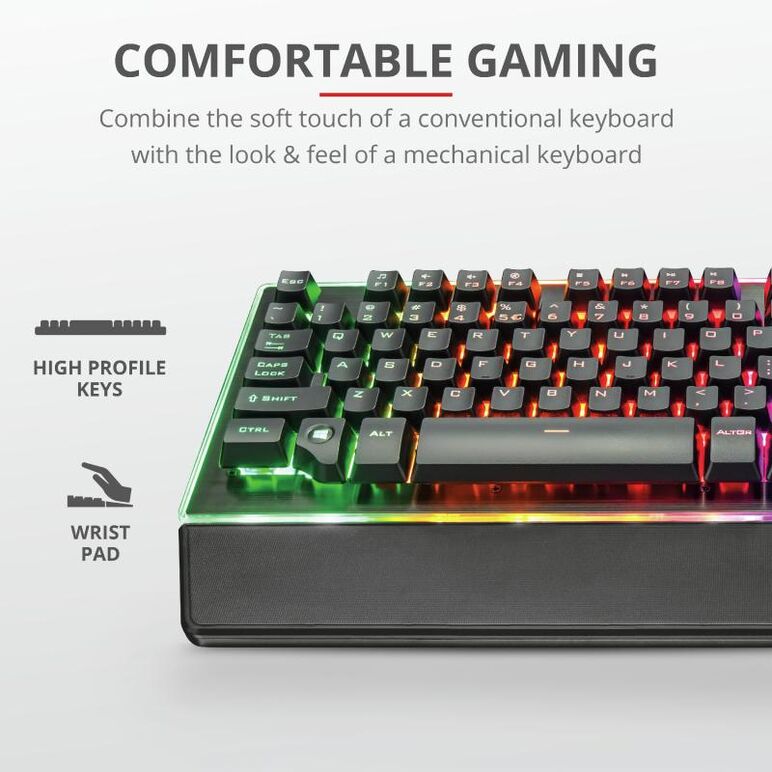 Tastatura trust gxt 860 thura, semi-mechanical gaming, neagra,  Tastaturi | electropc.ro