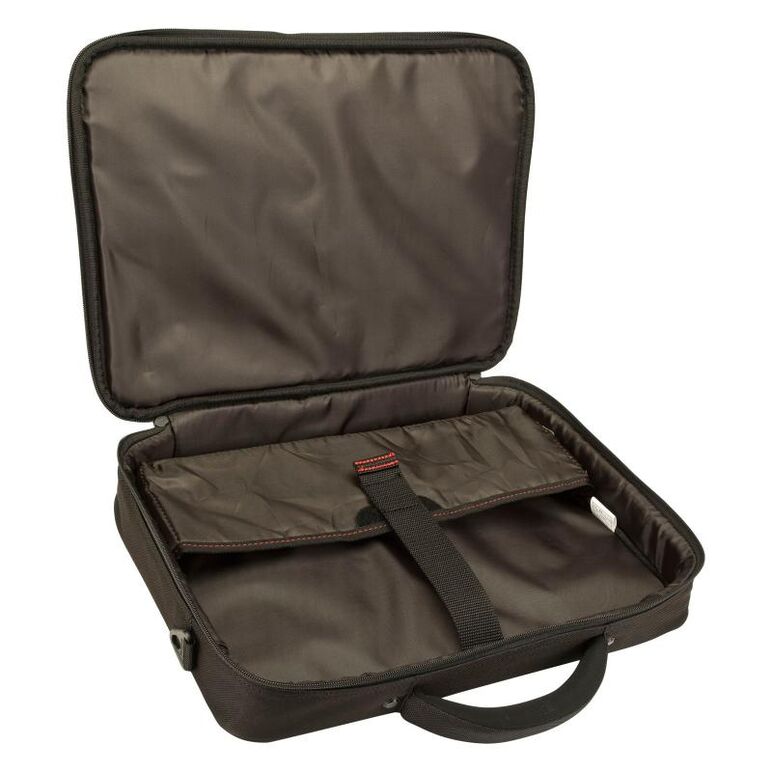 Geanta laptop targus classic+ clamshell, pentru laptopuri de 15.6", dimensiuni: 42 x 8 x 38cm, dimensiuni compartiment laptop: 38.7 x 2.5 x 26.5 cm, greutate 0.68 kg, negru/rosu,  Genti laptop | electropc.ro
