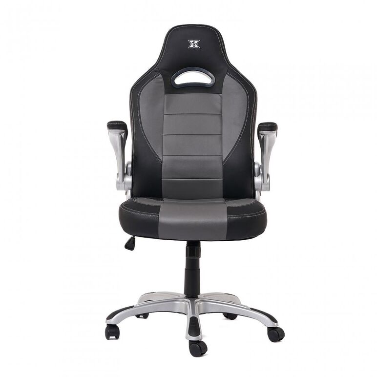 Scaun gaming/racing x by serioux, ares, ajustabil, piele sintetica, piston pe gaz, manere reglabile, baza stea cu 5 picioare, greutate maxima admisa 100kg, negru/gri,  Scaune gaming | electropc.ro