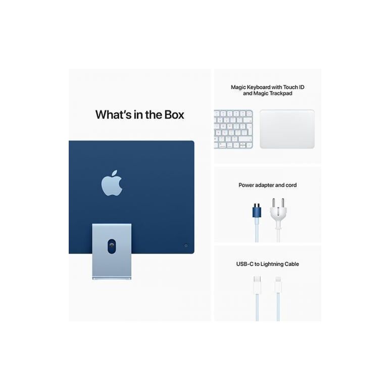 Apple imac 24" retina 4.5k/ apple m1 (cpu 8-core, gpu 8-core, neural engine 16-core)/16gb/512gb - blue - int kb (2021),  All in one PC | electropc.ro