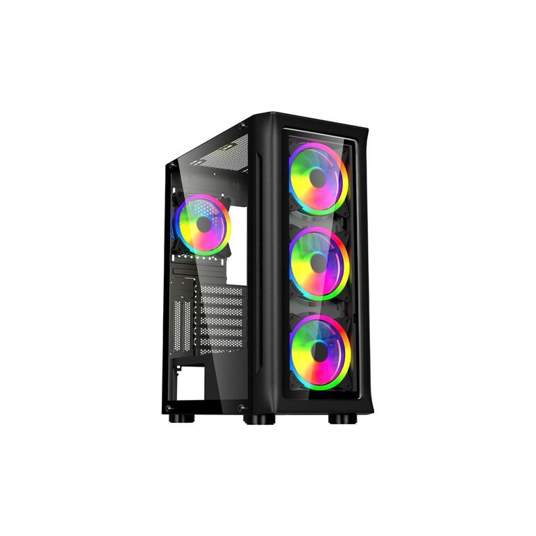 Carcasa spacer – gaming, middle tower, atx, „shield", fara sursa, sticla securizata, 4 x argb fan, hub, telecomanda, usb 3.0 x 1, usb 2.0 x 2, hd-audio, jack 3.5mm x 2,  Carcase | electropc.ro