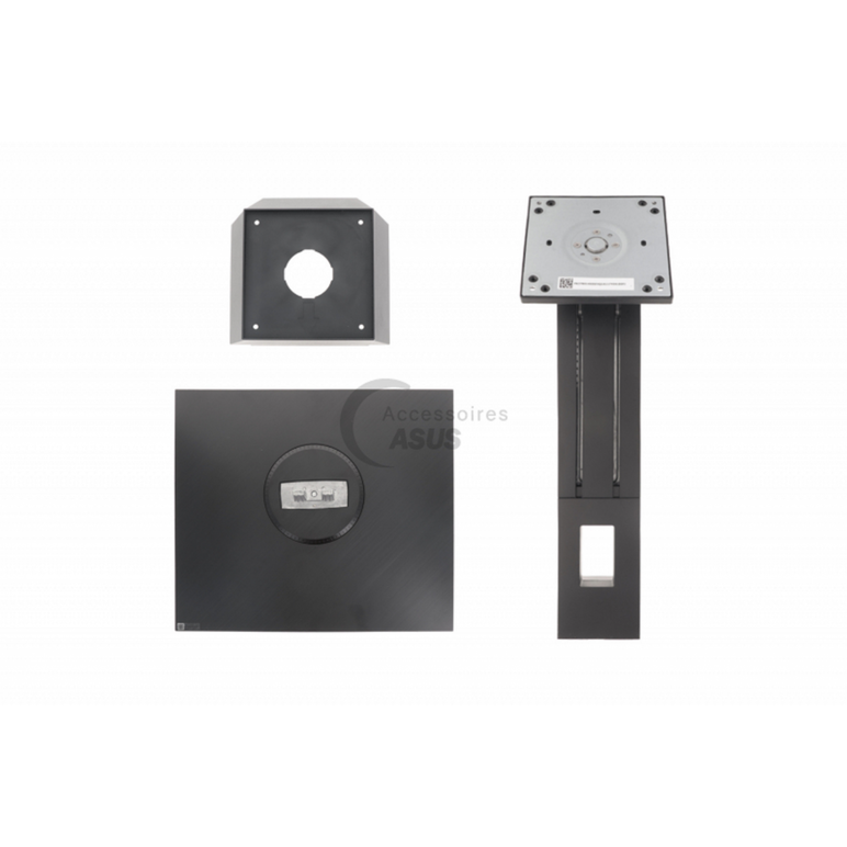 Asus complete black stand, this set is composed of : - the base with metal fork, skids and assembled screws. - the base with the hinge system to tilt the screen. - the fixing support - the fixing screws,  Suporturi TV & Monitor | electropc.ro