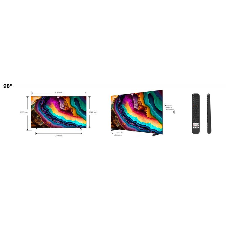 Televizor smart led tcl 98p745 249 cm (98``) 4k ultra hd 144hz wi-fi (model 2023),  Televizoare | electropc.ro