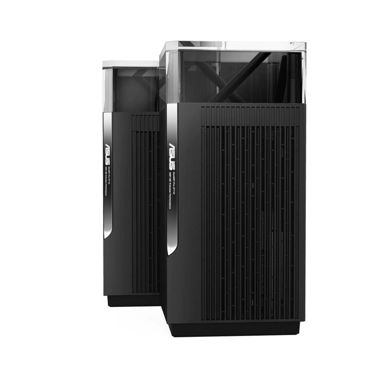 Asus tri band home mesh zenwifi pro system, et12(2-pk) pack, axe11000 1148+4804+4804mbps,10 x antene interne, tri-band: 2.4ghz 4x4, 5ghz 4x4, 6ghz 4x4, procesor: 2.0 ghz quad-core 64bits, memorie: 256 mb flash, 1gb ram, interfata: rj45 for 2.5g baset for ,  Routere Wireless | electropc.ro