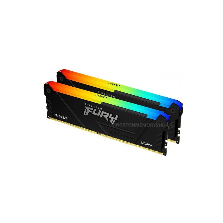 Memorie ram kingston fury beast rgb, dimm, ddr4, 64gb, 3600mhz, cl18, 1.35v, kit of 2, rgb lighting,  Memorii RAM Desktop | electropc.ro