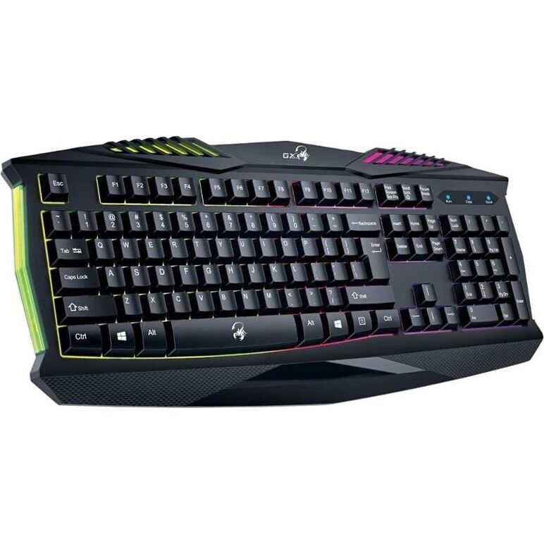 Tastatura genius scorpion k22, negru usb, multimedia, 104 taste (dintre care 12 au si fct. multimedia), iluminare 7 culori, negru,  Tastaturi | electropc.ro