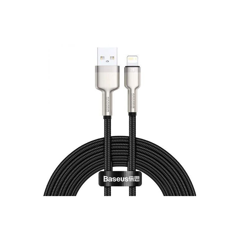 Cablu alimentare si date baseus cafule metal, fast charging data cable pt. smartphone, usb la lightning iphone 2.4a, 2m, negru,  Cabluri periferice | electropc.ro