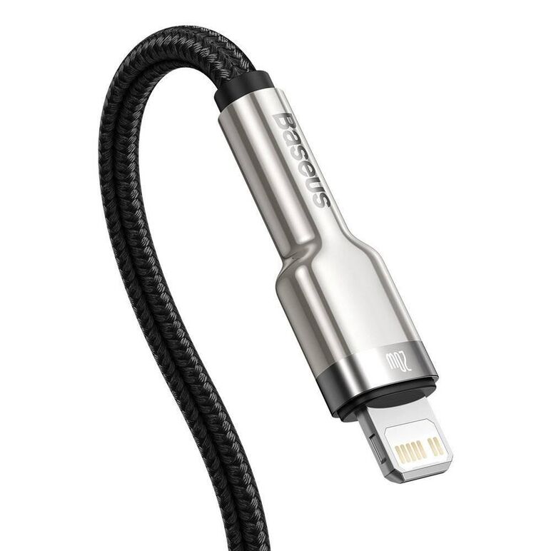 Cablu alimentare si date baseus cafule metal, fast charging data cable pt. smartphone, usb type-c la lightning iphone pd 20w, 0.25m, negru,  Cabluri periferice | electropc.ro