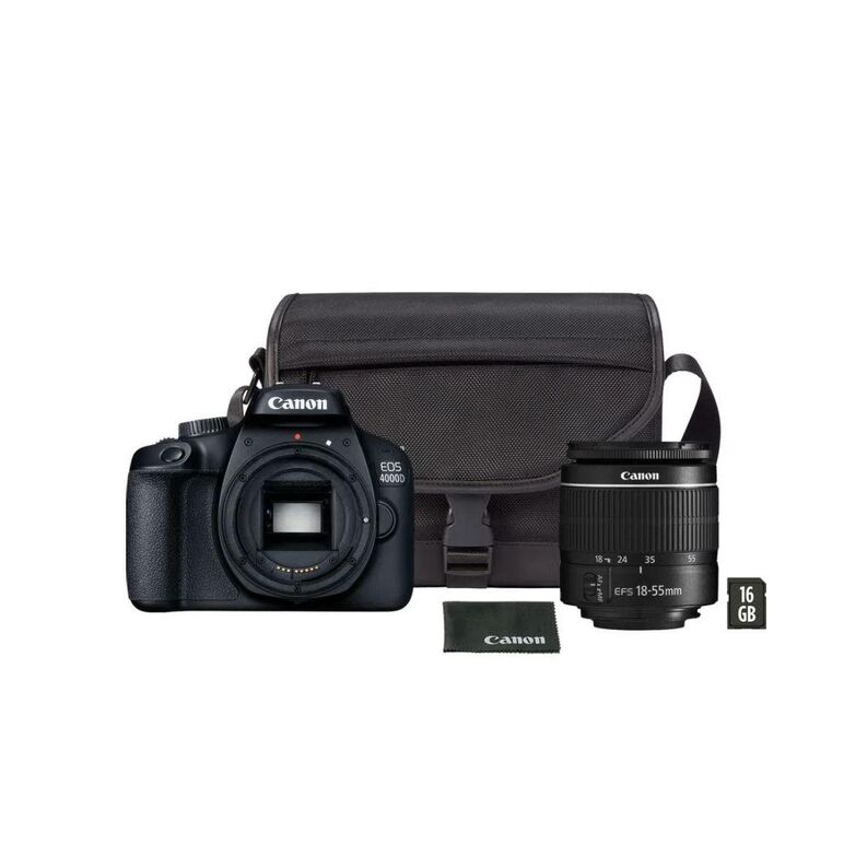 Camera foto canon kit eos-4000d + ef-s 18-55mm dciii + geanta sb130 + sd 16gb, 18.7mp,2.7" tft fixed digic 4+, 3 cadre / sec, iso 100-6400,fullhd movies 30fps,compatibil sd/sdhc/sdxc,30-1/4000 sec,9 puncte de focus hdmi mini,usb,wi-fi, accumulator li-ion ,  Aparate foto DSLR | electropc.ro