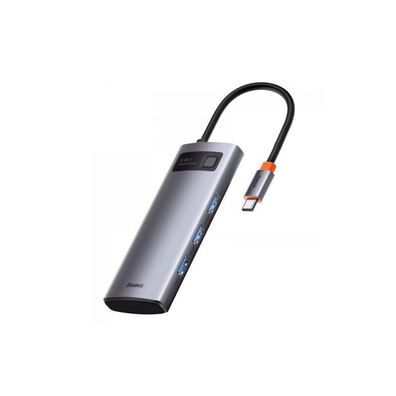 Docking station baseus metal gleam series 5-in-1, gri,  Docking stations | electropc.ro