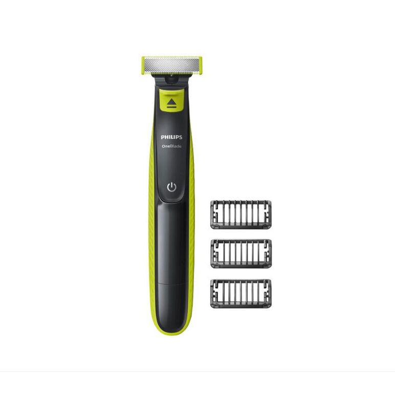 Philips oneblade qp2520/20 aparat hibrid de barbierit si tuns barba, 3 piepteni, acumulatori, negru/verde,  Aparate de tuns | electropc.ro