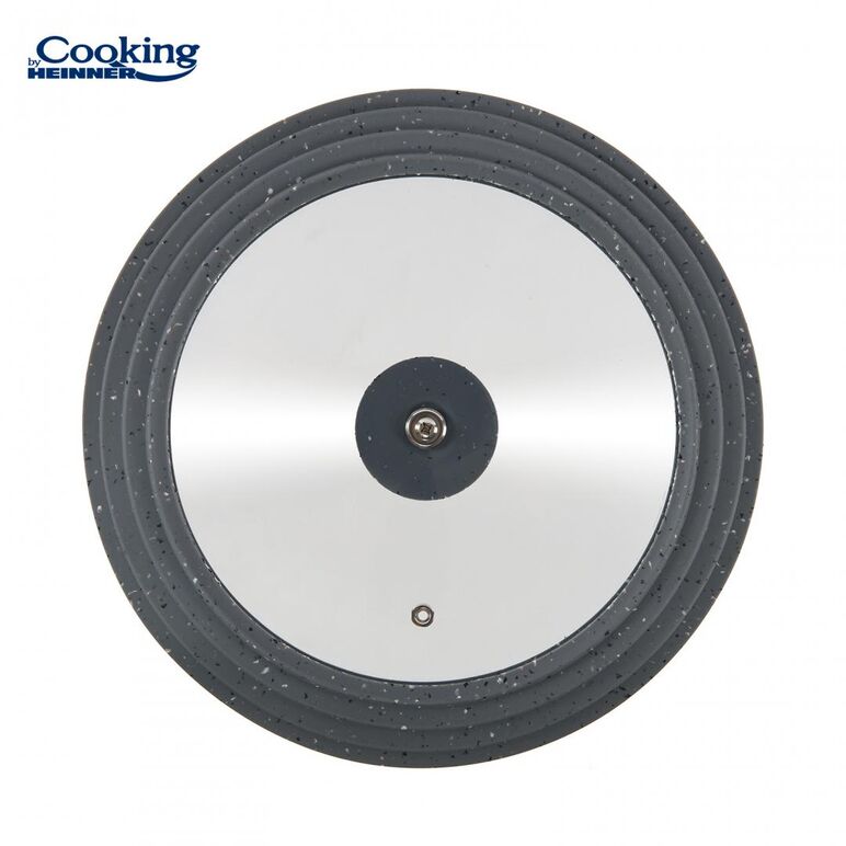 Capac sticla cu margine din silicon ajustabila pe 3 dimensiuni 28/30/32 cm, gri, cooking by heinner,  Oale si cratite | electropc.ro