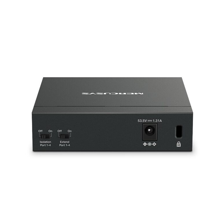 Mercusys desktop switch 5port ms105gp poe, interfata: 5 x 5× 10/100/1000 mbps rj45 ports, 4 x poe, poe power budget: 65 w, standarde si protocoale: ieee 802.3x flow control, dimensiuni: 99.8*98*25mm,,  Switch-uri | electropc.ro