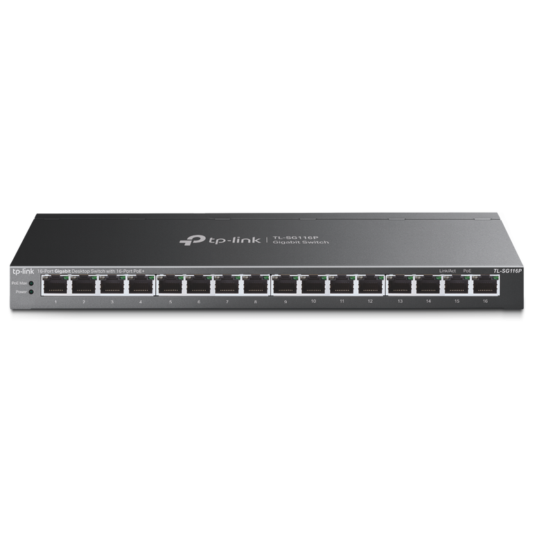 Switch tp-link tl-sg116, 16 porturi gigabit, poe, interfata: 16× 10/100/1000mbps rj45 ports, auto negotiation, auto mdi/mdix, fanless, packet forwarding rate: 23.8 mpps, capacitate: 32 gbps, dimensiuni: 286 × 111.7 × 25.4 mm,,  Switch-uri | electropc.ro