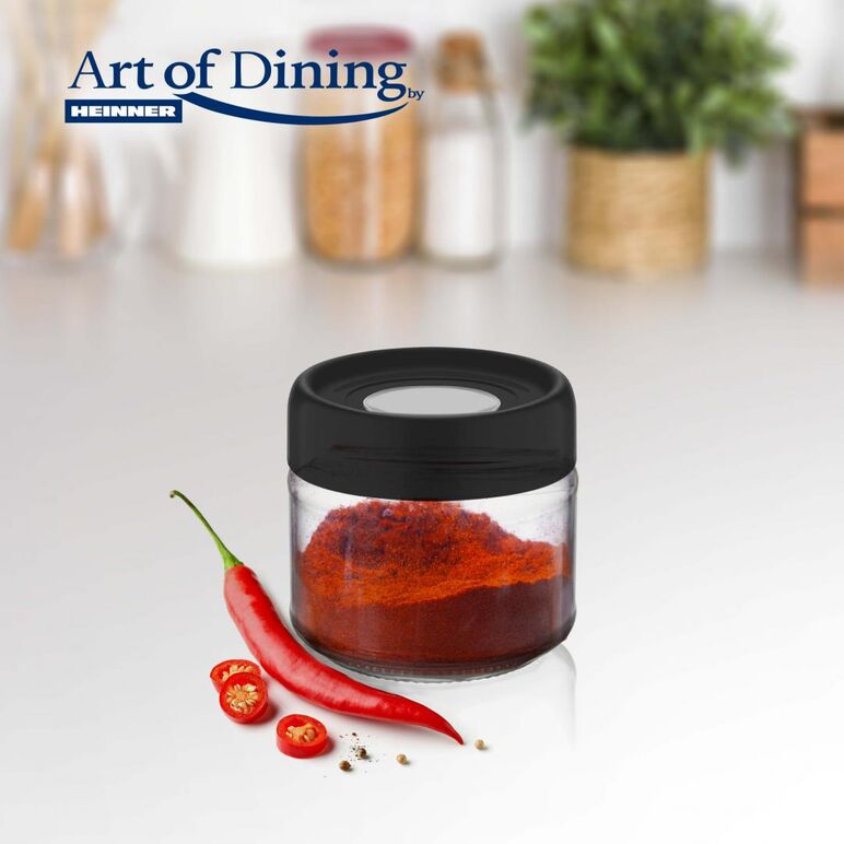 Borcan depozitare sticla  cu capac, 300 ml  negru, art of dining by heinner,  Boluri & Cutii alimente | electropc.ro