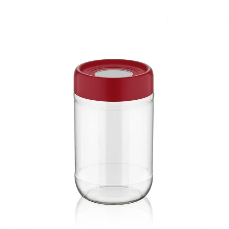 Borcan depozitare sticla  cu capac, 660 ml rosu, art of dining by heinner,  Boluri & Cutii alimente | electropc.ro