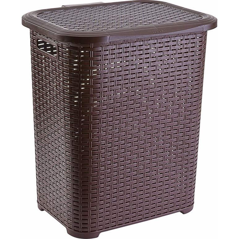 Cos rufe plastic tip ratan 45 l maro, 34,5x41x46cm, heinner  care,  Cosuri de rufe | electropc.ro