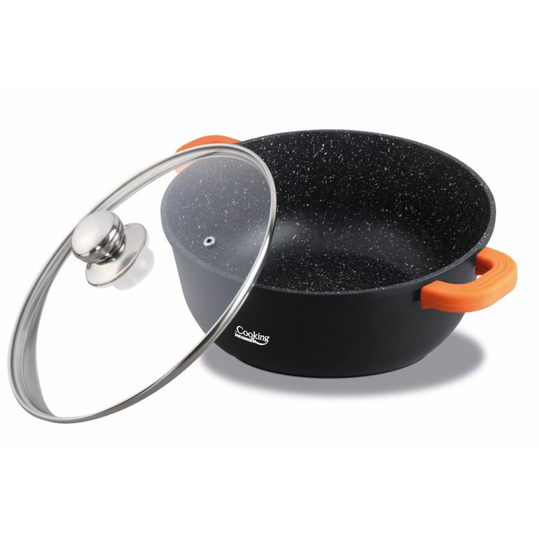 Cratita aluminiu turnat+capac,16x7.5 cm, 1.2 l, dark line,cooking  by heinner,  Tavi copt | electropc.ro
