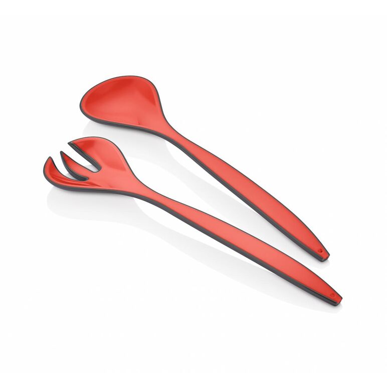 Pachet : doua boluri ovale  bicolore 14 / 25 cm + set lingura si furculita pentru salata, rosu, art of dining by heinner,  Accesorii bucatarie | electropc.ro