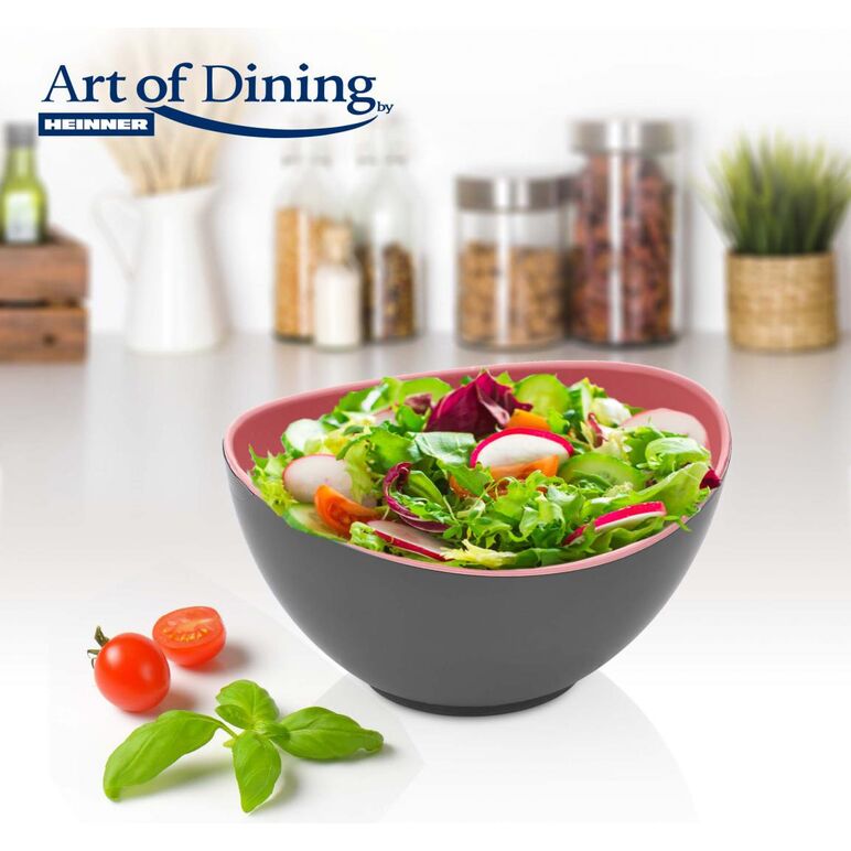 Pachet : doua boluri ovale  bicolore 14 / 25 cm + set lingura si furculita pentru salata, rosu, art of dining by heinner,  Accesorii bucatarie | electropc.ro
