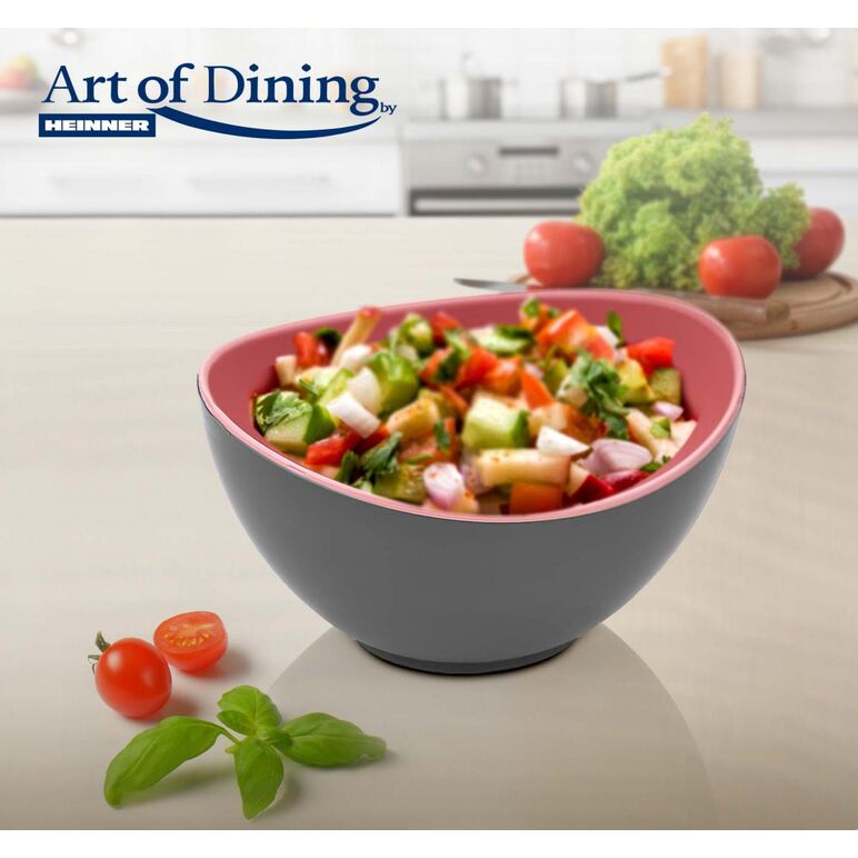 Pachet : doua boluri ovale  bicolore 14 / 25 cm + set lingura si furculita pentru salata, rosu, art of dining by heinner,  Accesorii bucatarie | electropc.ro