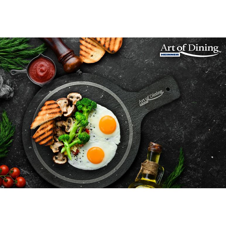 Platou ardezie rotund cu maner, 28x20 cm, cooking by heinner,  Farfurii & Boluri de Servire | electropc.ro