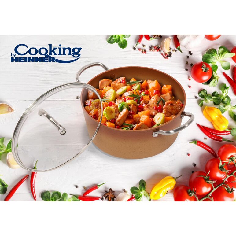 Semioala aluminiu+capac, 24x10.5 cm, 4.2 l, cerÂmica do brazil, cooking  by heinner,  Tavi copt | electropc.ro