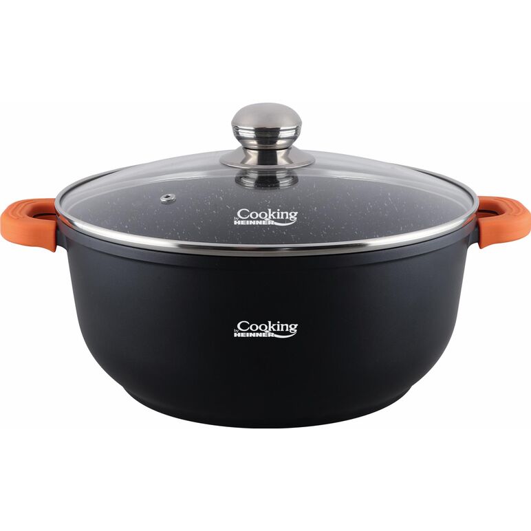 Semioala aluminiu turnat +capac, 36 cm x 16 cm, 13.5 l, dark line, cooking  by heinner,  Tavi copt | electropc.ro